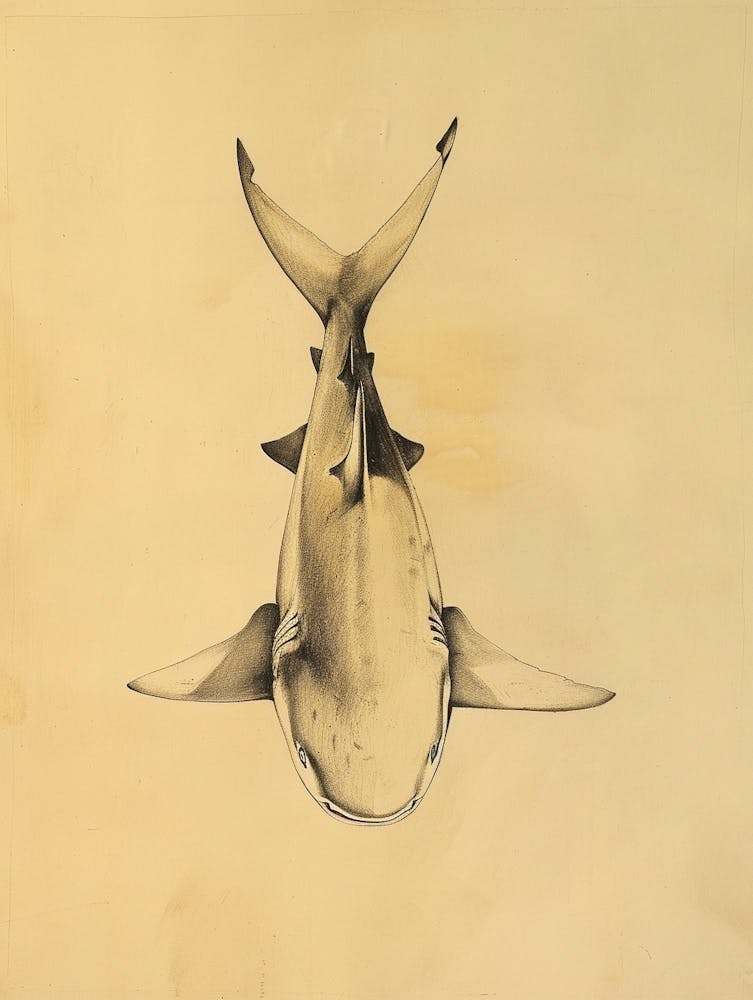 Isistius Genus Requin Illustration Vintage 5