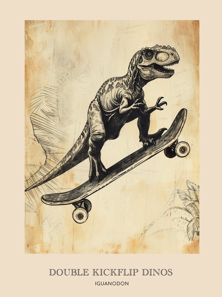Iguanodon Vintage Dinosaur Poster 1