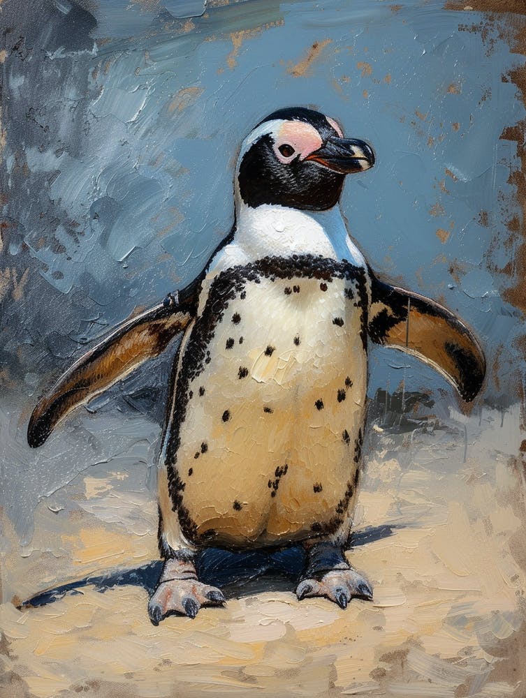 African Penguin Phillip Island The Penguin Parade Oil Painting 3
