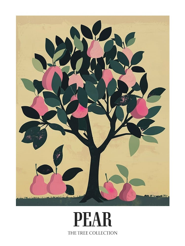 Pear Tree Colourful Illustration 2 Poster