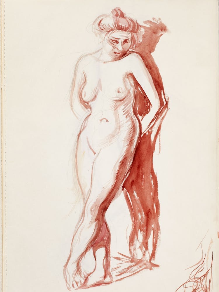 Seisova Seinään Nojaava Malli, 1902 1909part Of A Sketchbook By Magnus Enckell