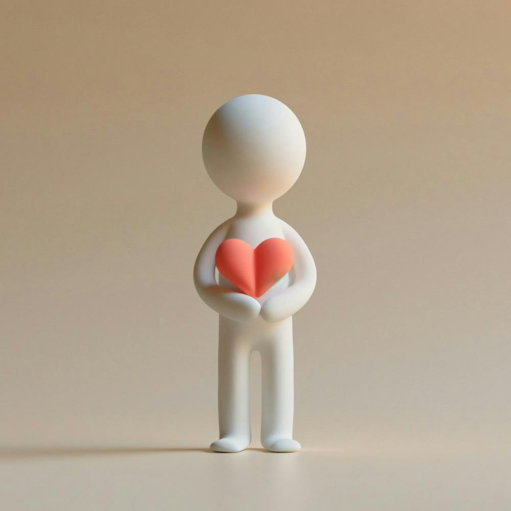 3d Man Holding A Heart