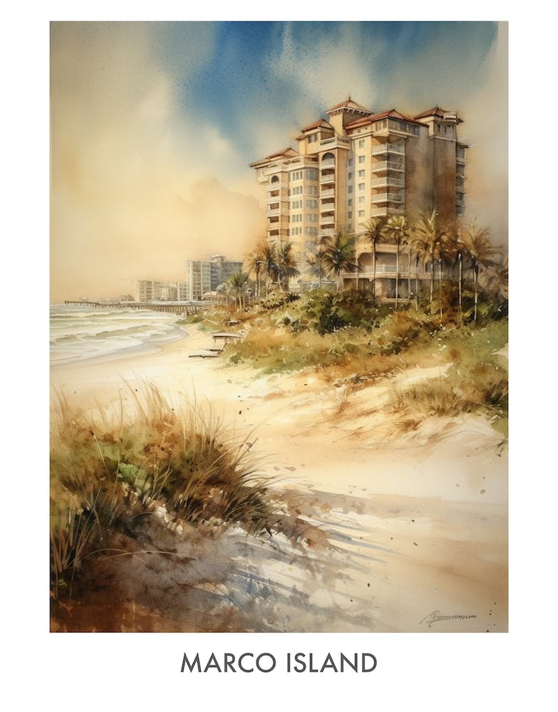 Marco Island Watercolor 4travel Poster