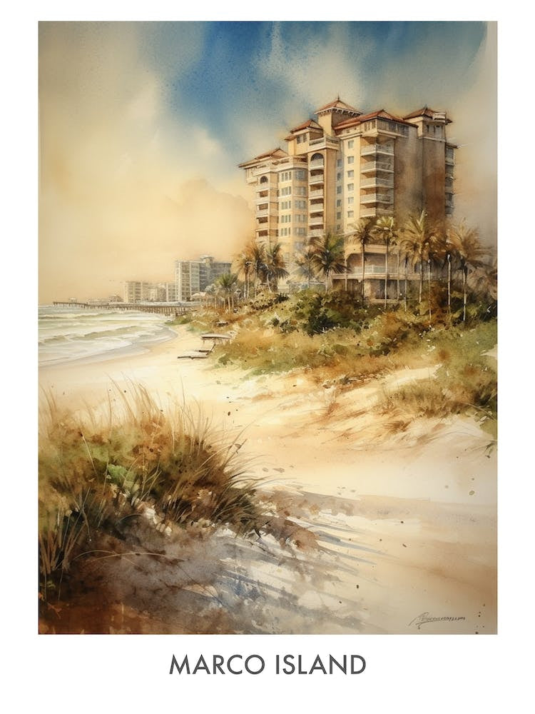 Marco Island Watercolor 4travel Poster