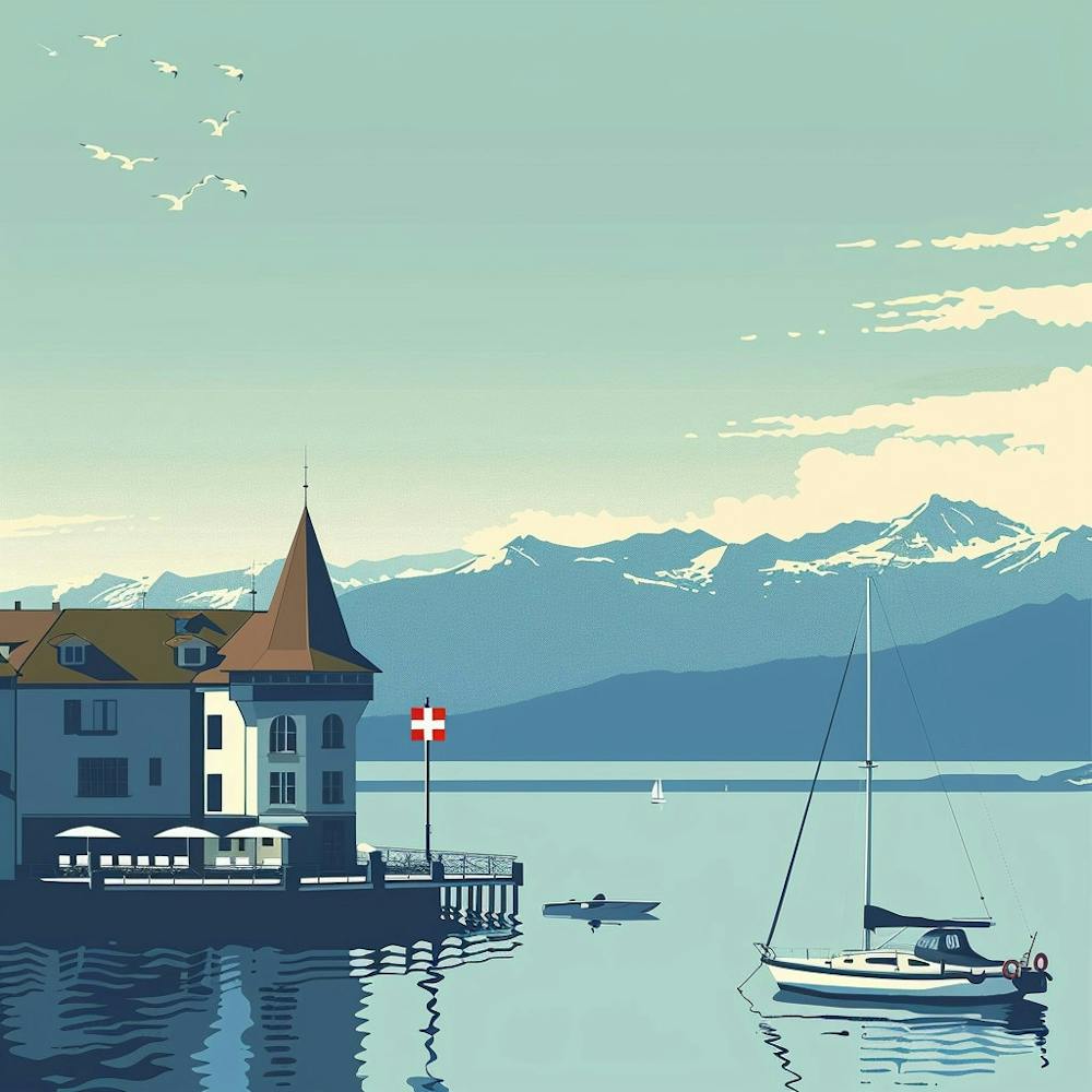 A Lake Geneva In Switzerland Minimal 1
