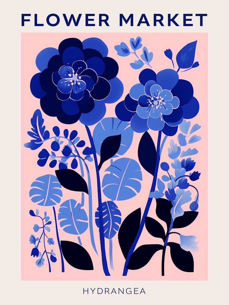 Blue Flower Market Poster Hydrangea 6