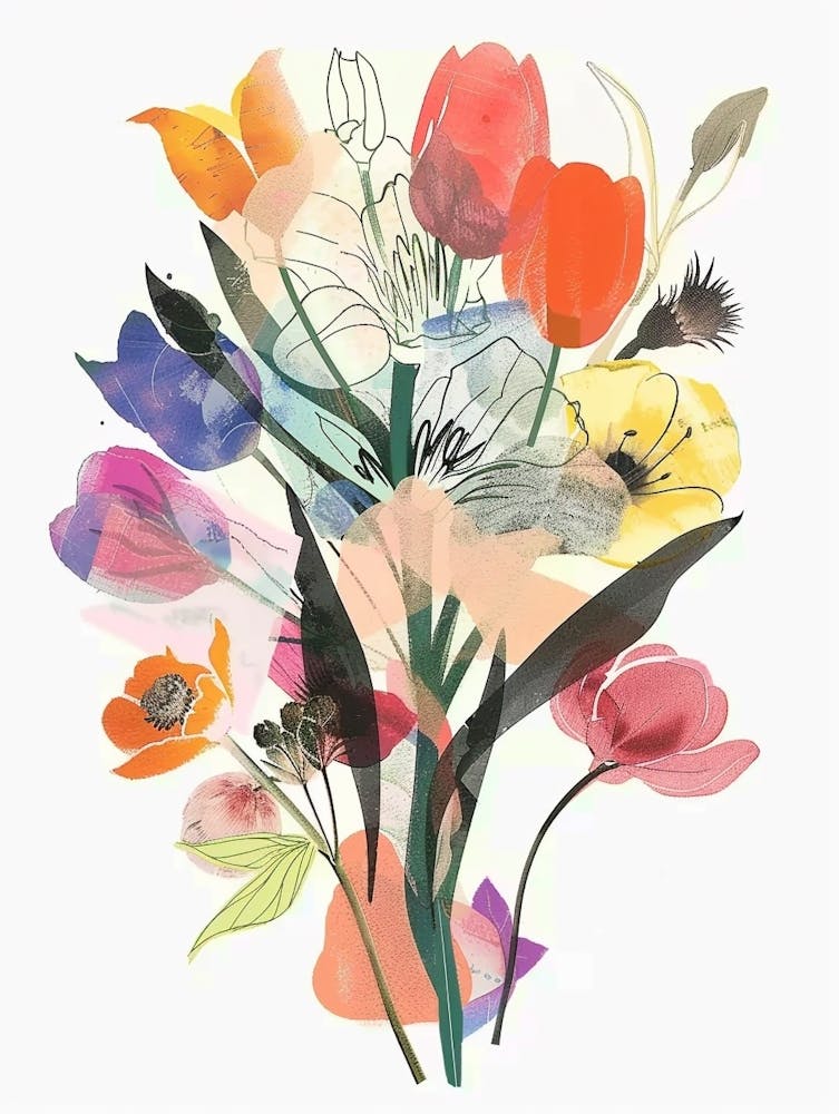 Tulip 4 Collage Flower Bouquet