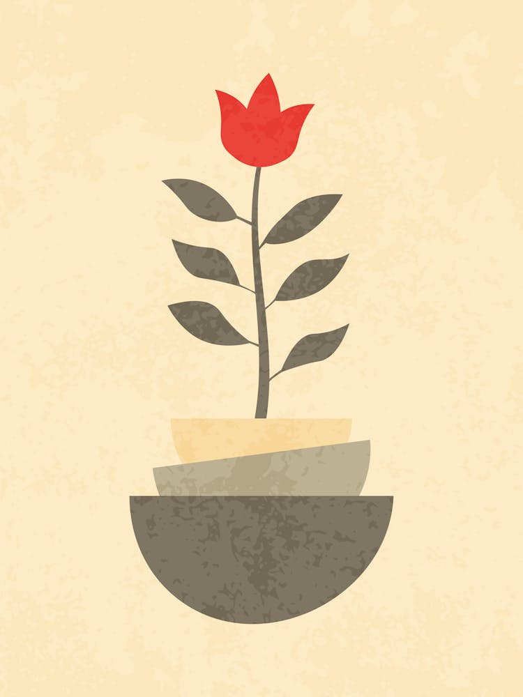 Vintage Botanical Design - Minimalist Abstract Flower Art