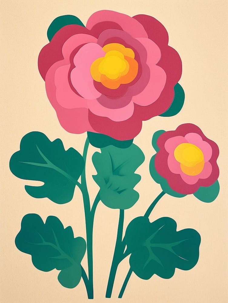 Cut Out Style Flower Art Ranunculus