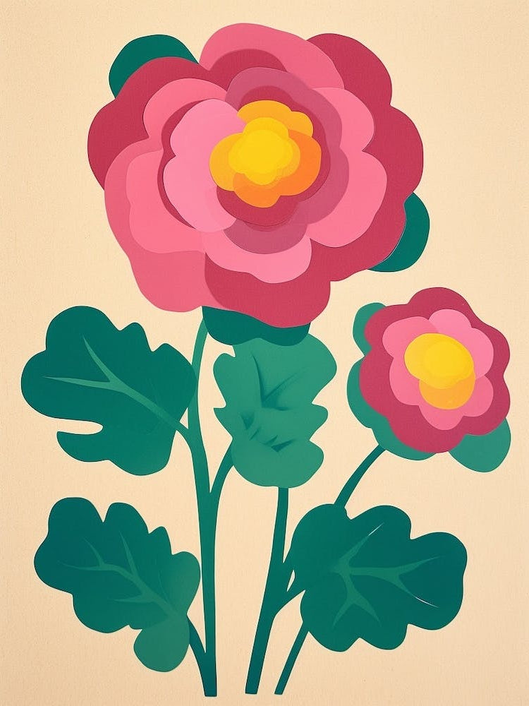 Cut Out Style Flower Art Ranunculus