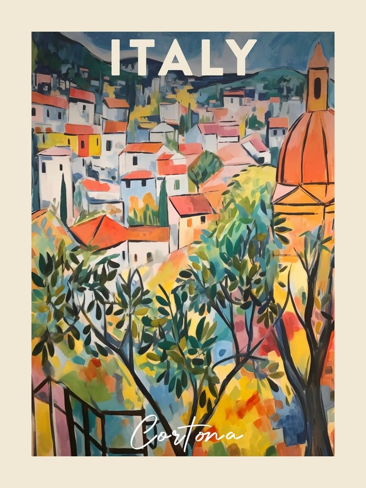 Cortona Italy 3 Fauvist Painting  Travel Poster