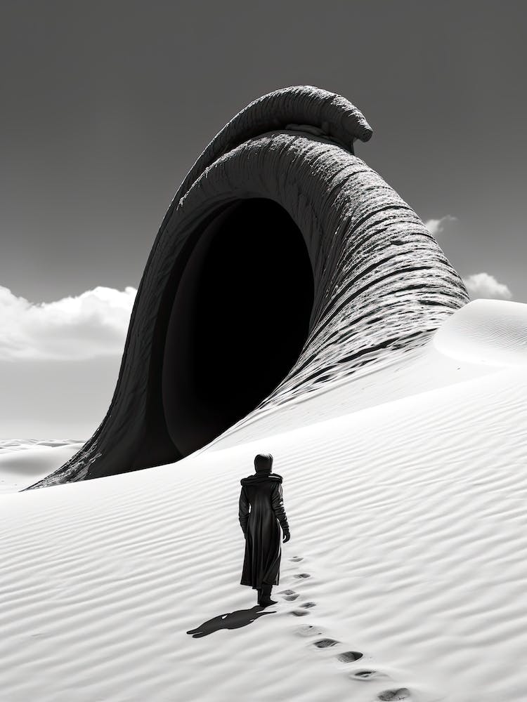 Dune Sandworm Black And White