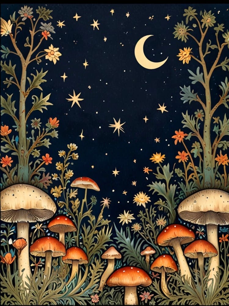 William Morris Mushrooms In The Night 1