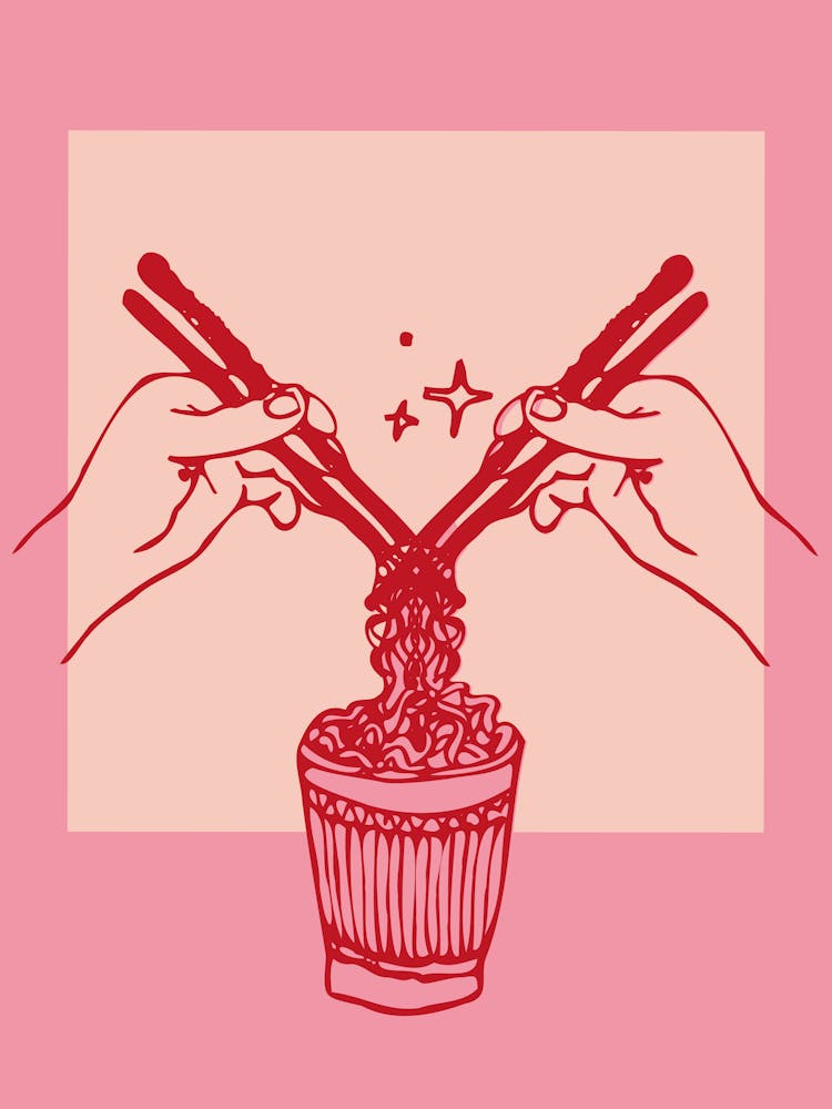 Sharing a cup of noodles with you