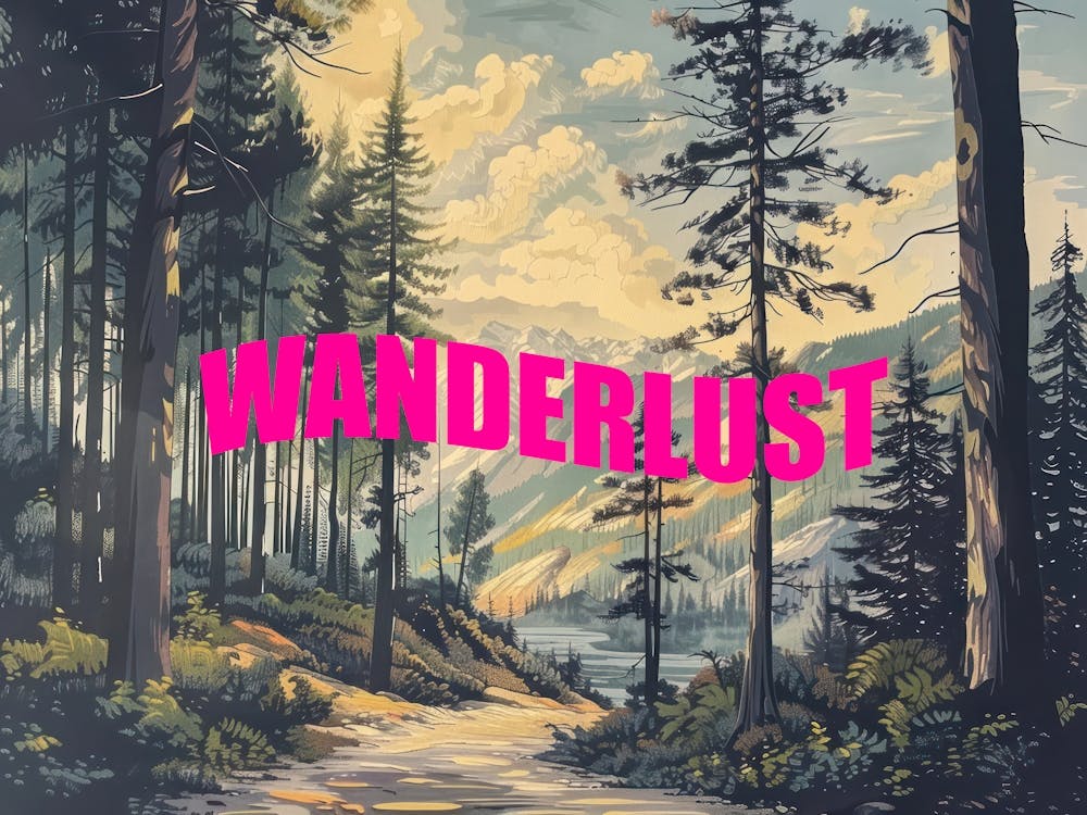 Pink Wanderlust Poster Vintage Retro Woods 6