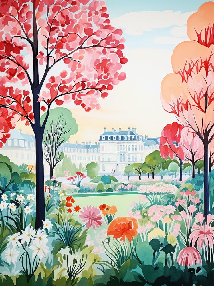 Luxembourg Gardens France Modern Illustration 2