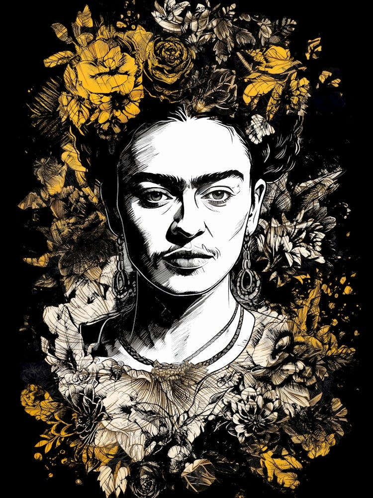 Frida  black and white portrait