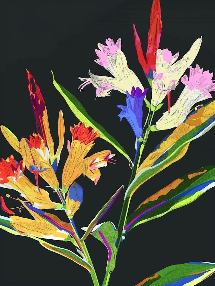 Neon Flowers On Black Celosia 4