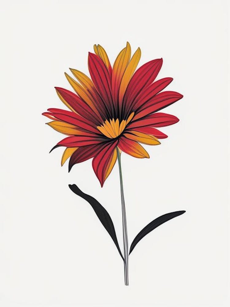 Mittagsgold Florale Minimal Strichzeichnung 2 Blume