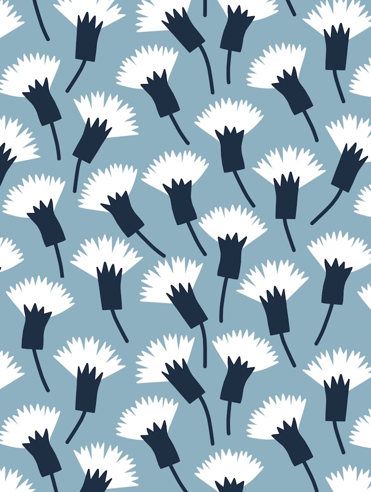 Dandelion Pattern On Blue