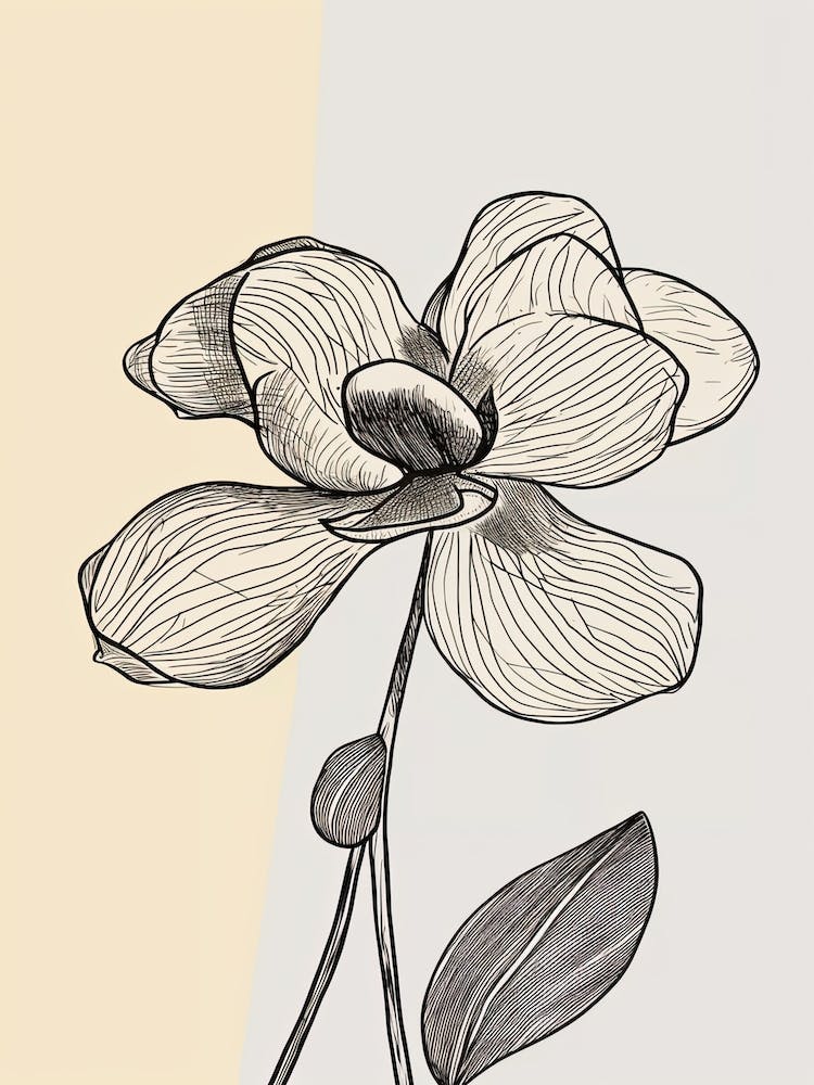Line Art Orchideen Blumen Illustration Neutral 18
