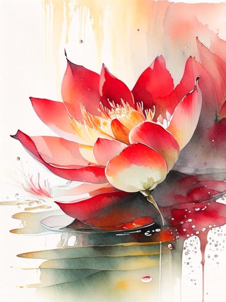 Red Lotus Storybook Watercolour 2