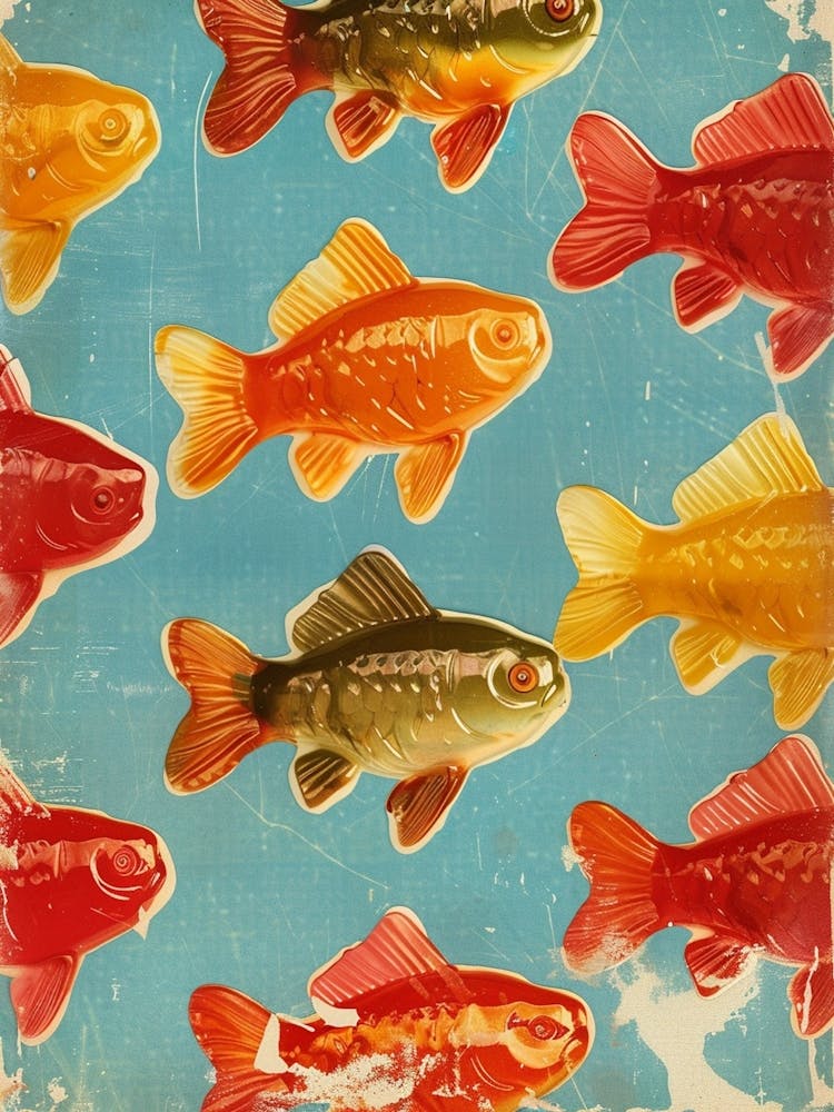 Swedish Fish Candy Sweets Retro Collage 1