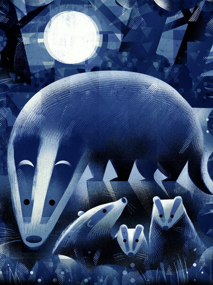 Badgers in the Moonlight