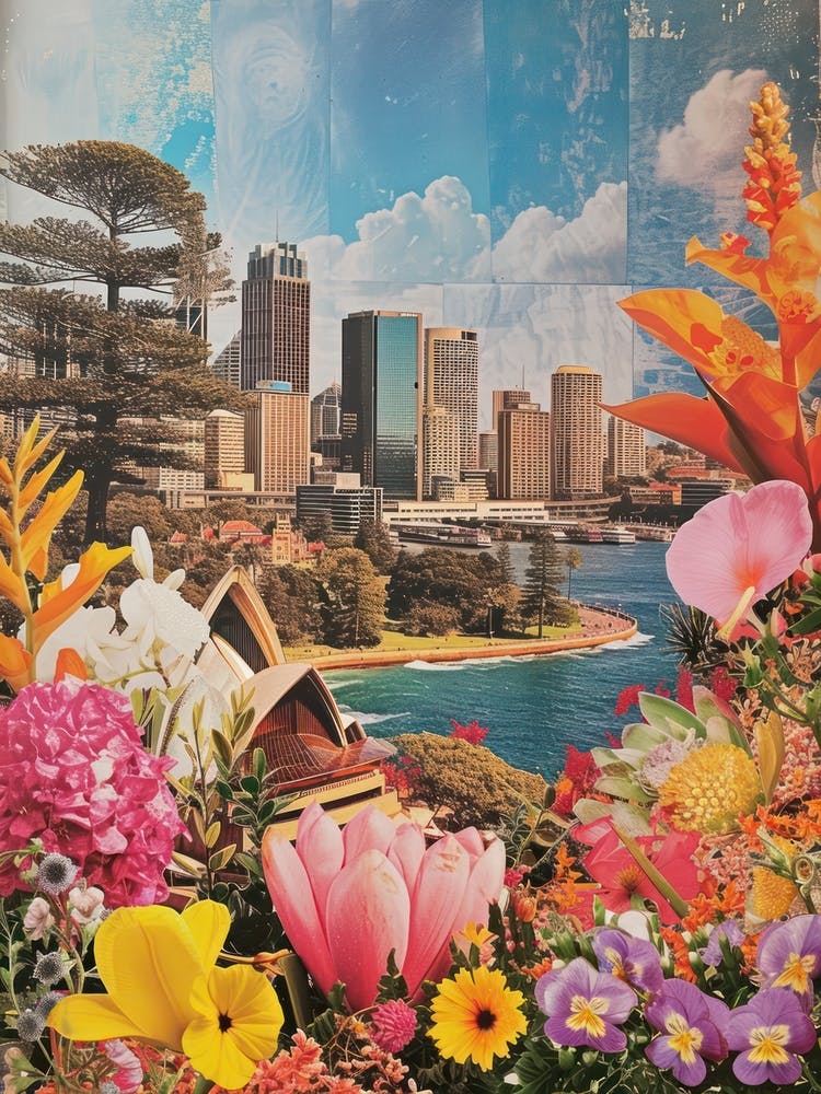Sydney   Floral Retro Collage Style 3