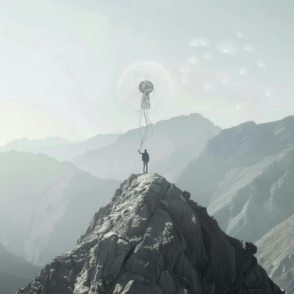 Man Standing On Top Of Mountain