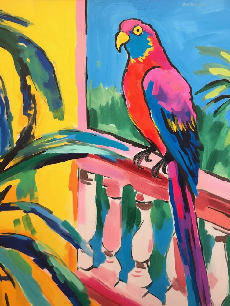 Mediterranean Parrot Painting Fauvist Style Fauvist Painting