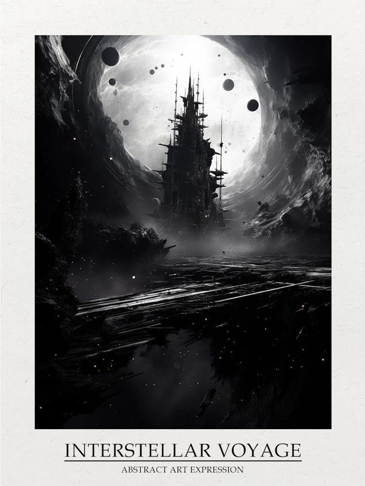 Interstellar Voyage Abstract Black And White 12 Poster