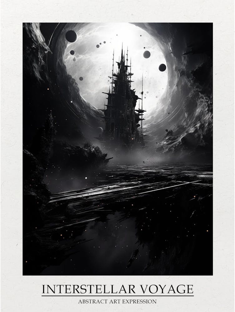 Interstellar Voyage Abstract Black And White 12 Poster
