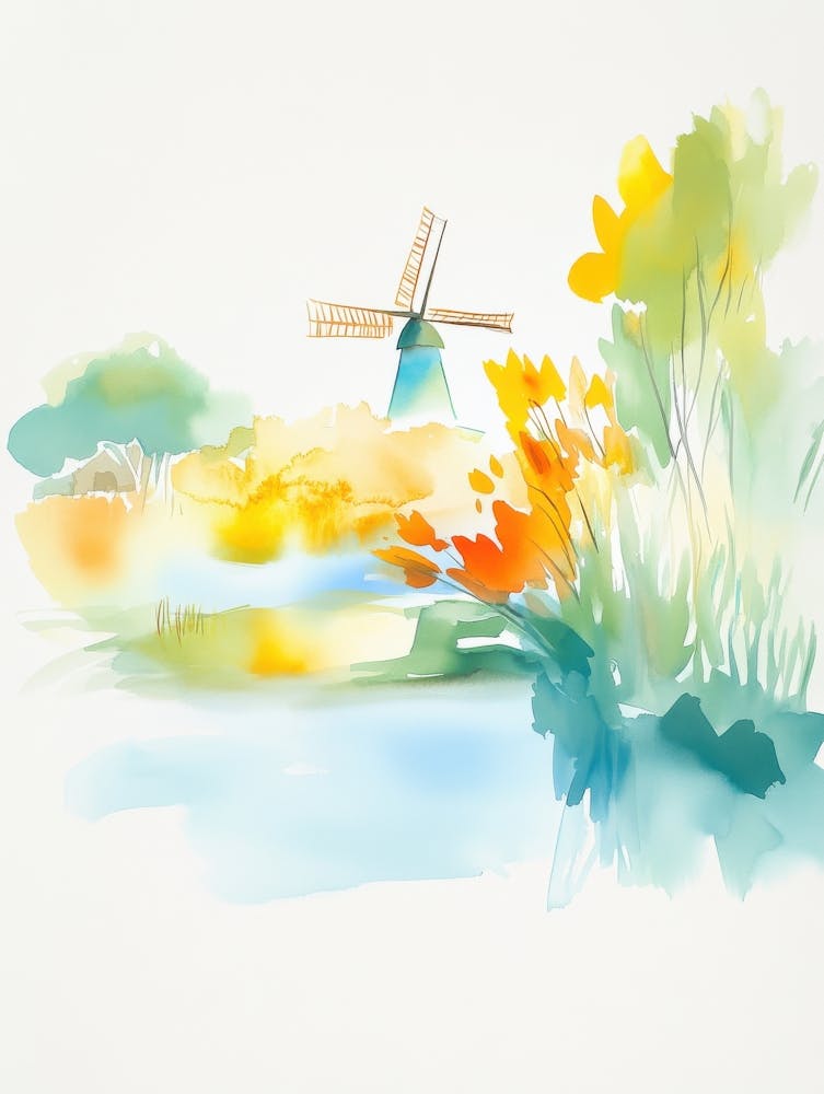 Watercolor Windmill 1