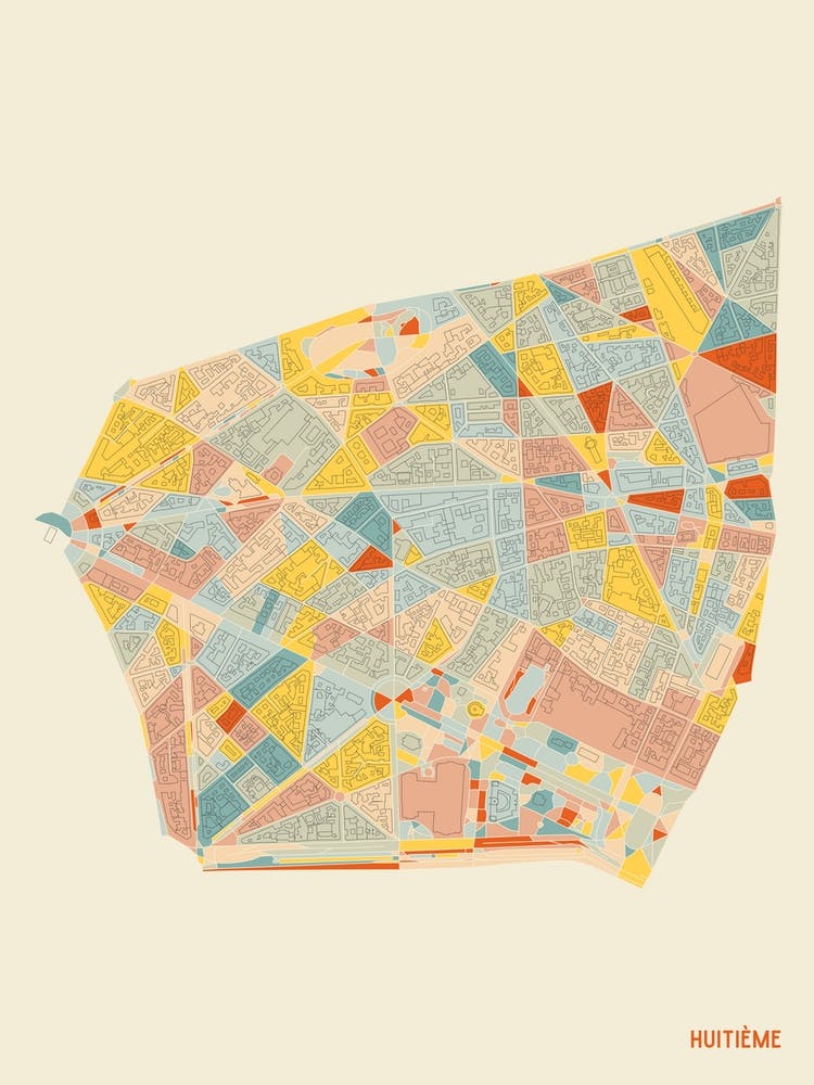 Paris Frankreich 8. Arrondissement Viertelkarte
