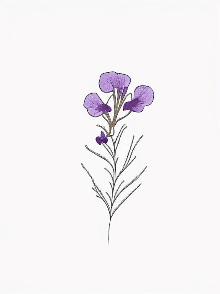 Nemesia Floral Minimal Line Drawing 3 Flower