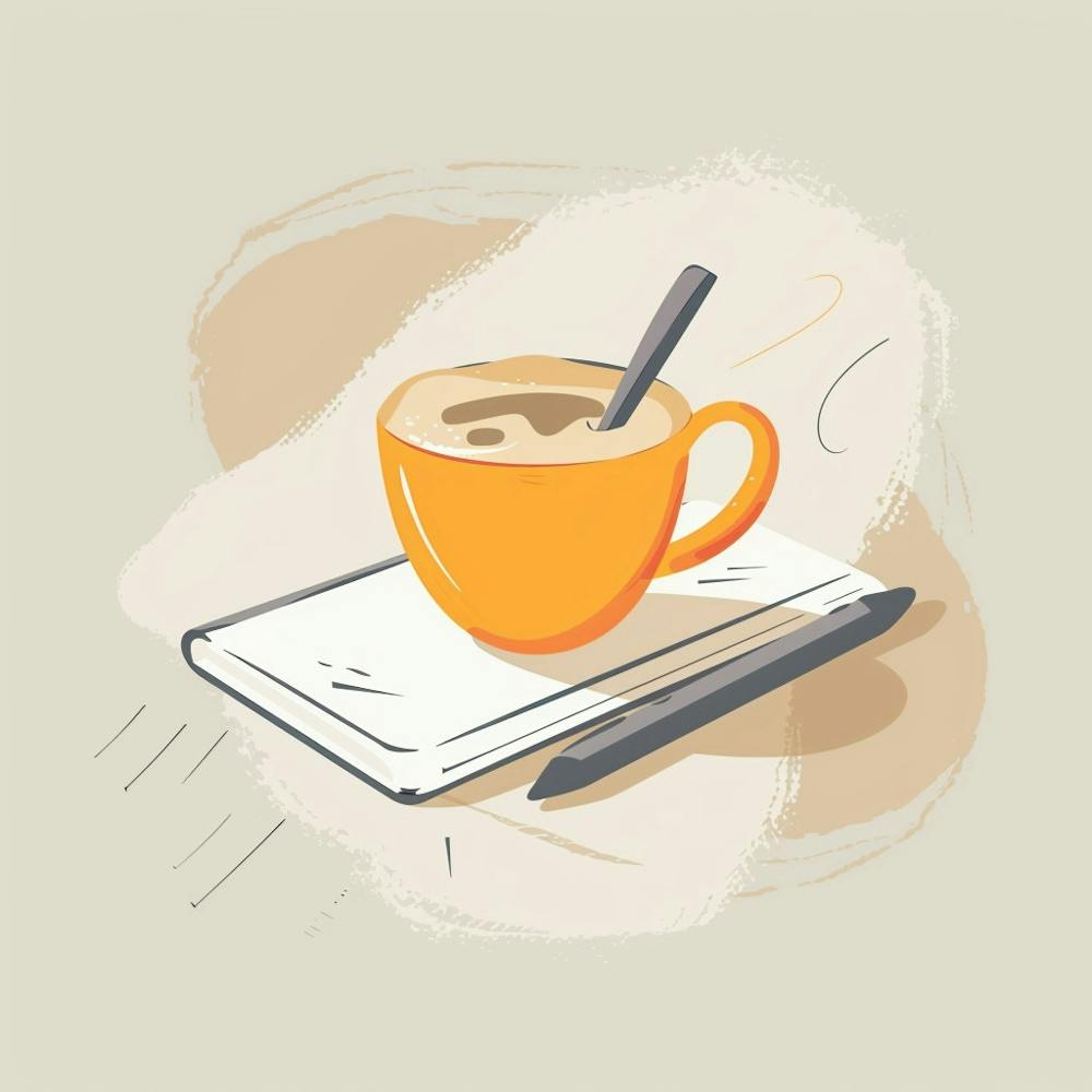 Coffee and Design Morning Drawn Sketch Illustration