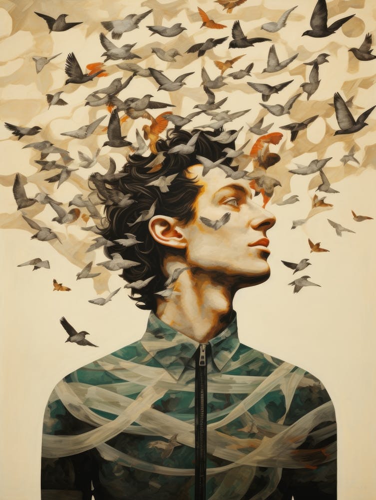 Man With Birds In His Head