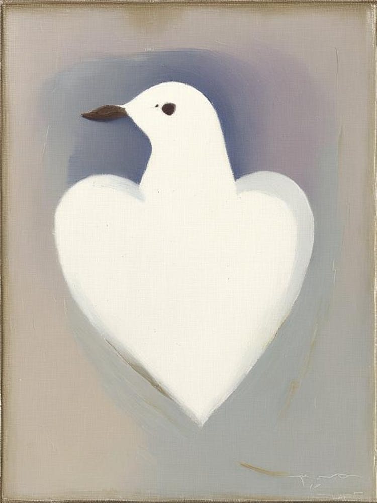 Dove And Heart Symbol 1, Abstract Painting