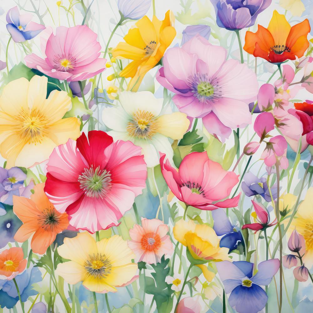 Watercolor Windflowers Garden 8