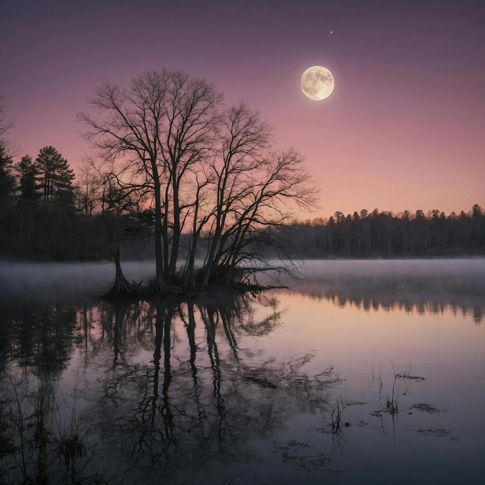 Moonlight Over A Lake
