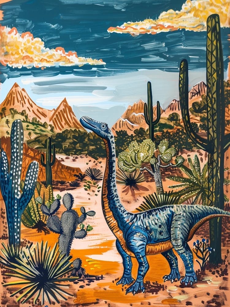 Abstract Dinosaur In The Desert Painting 3