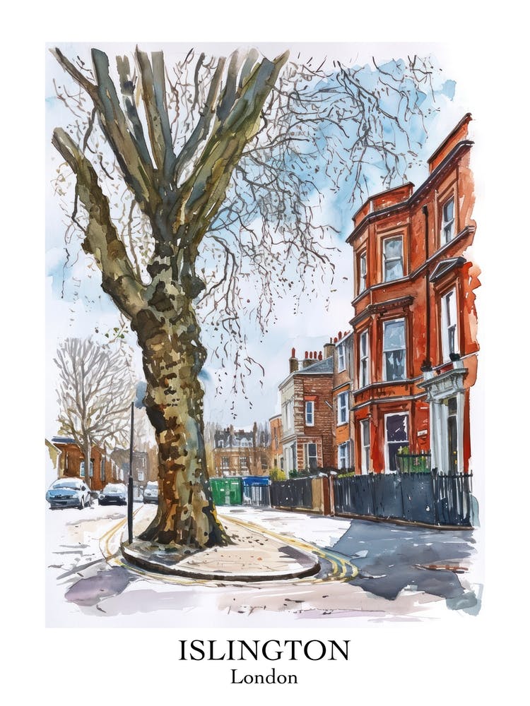 Islington London Borough   Street Watercolour 3 Poster