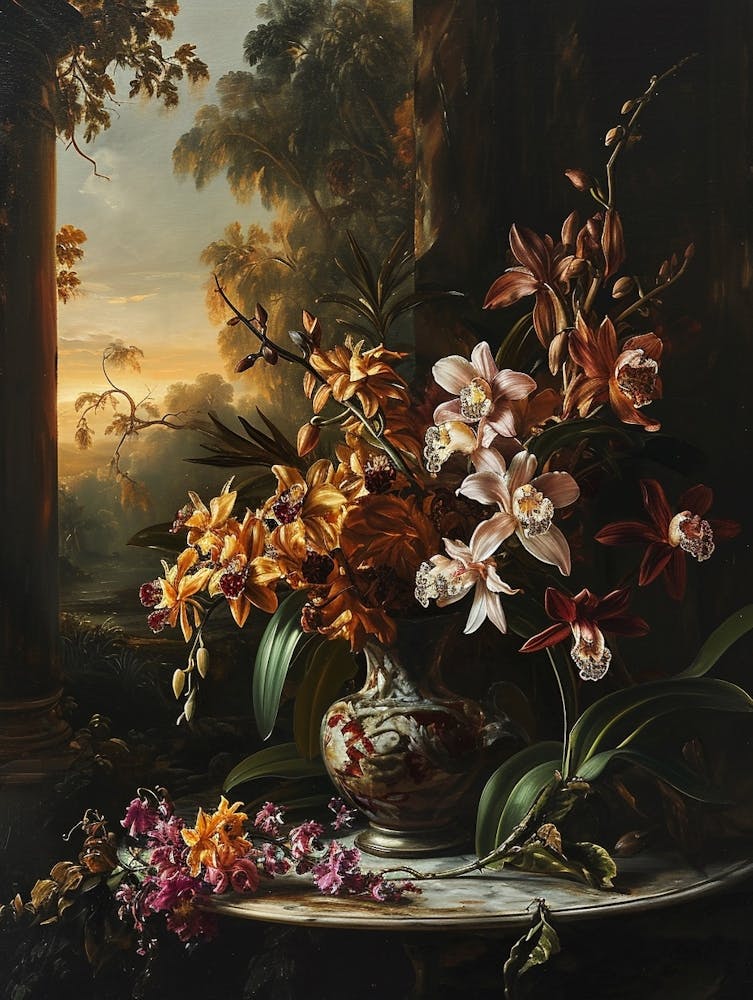 Baroque Floral Still Life Monkey Orchid 3