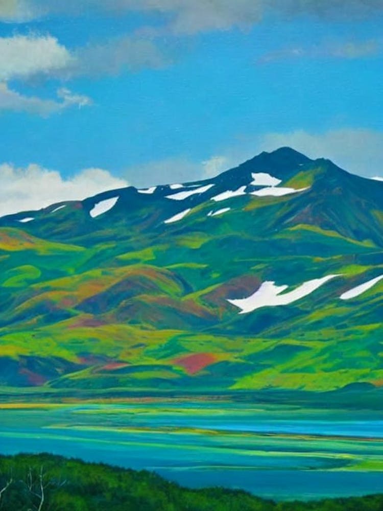 Tierra Del Fuego National Park Argentina Blue Oil Painting 1 