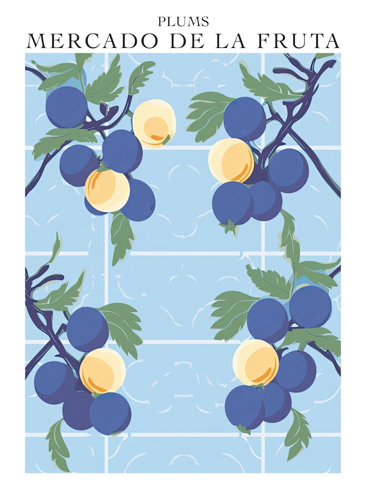 Mercado De La Fruta Plums Illustration 4 Poster
