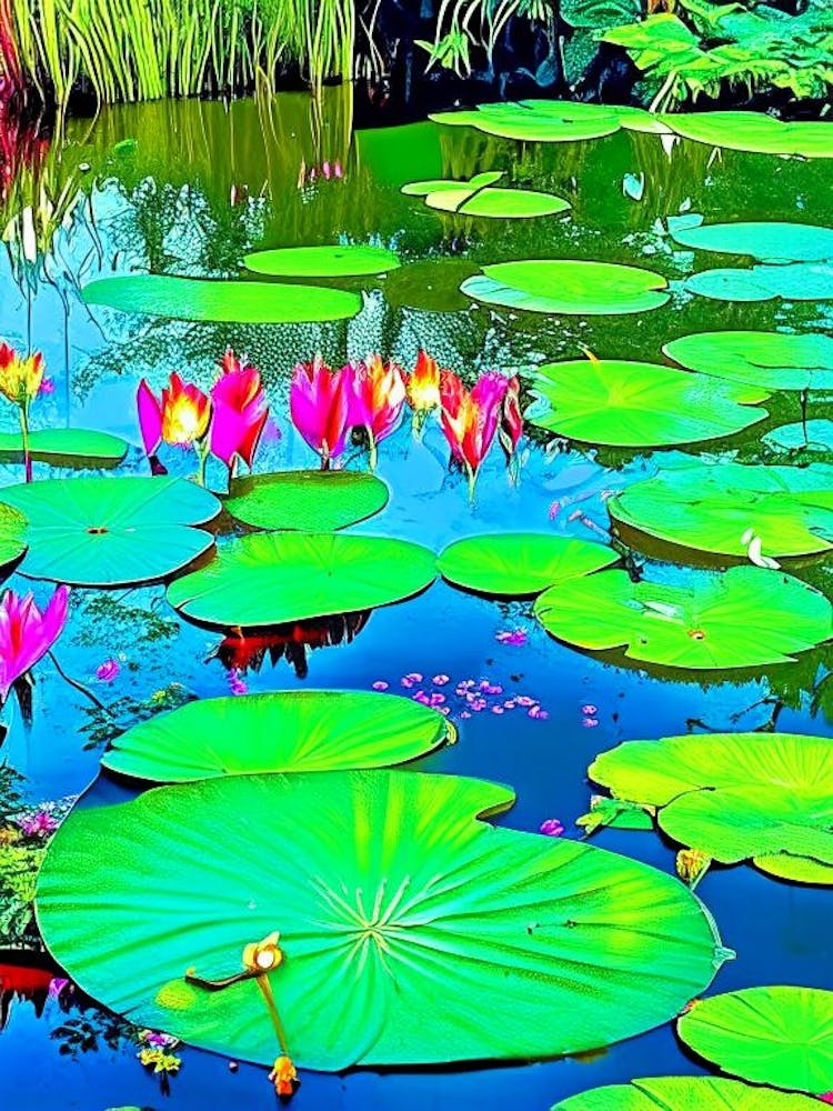 Water Lily Pond Landscapes Waterscape Pop Art Photography 1