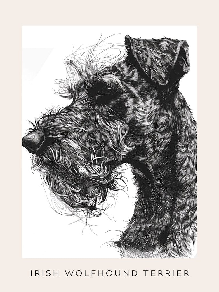Irish Wolfhound Terrier Dog Line Sketch 1 Poster