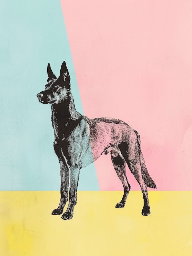 Pastel Belgian Sheepdog Line Illustration 1