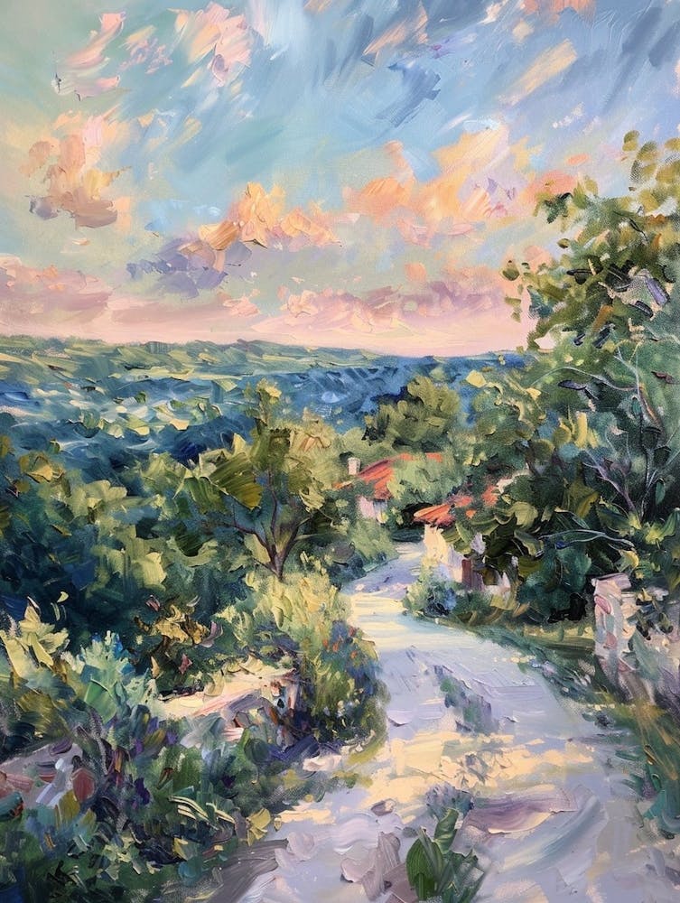 Laguna Gloria Austin Texas Oil Painting 2